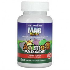 NaturesPlus, MagKidz, Animal Parade, жувальні таблетки з магнієм для дітей, вишня, 90 таблеток у формі тварин (50 мг у таблетці)